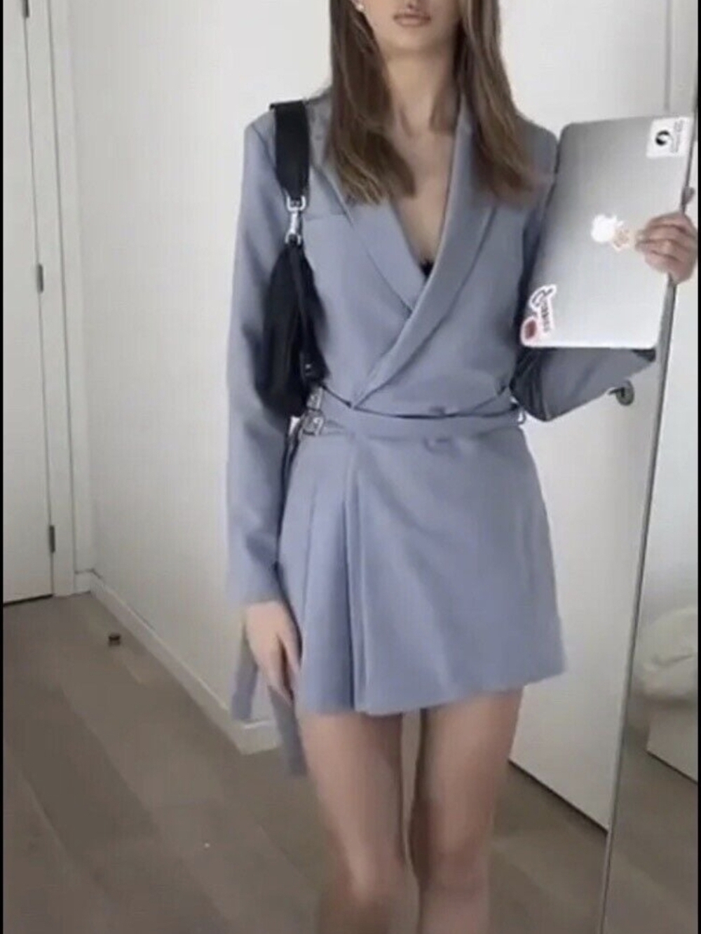 Zara Box Pleat Blazer Dress